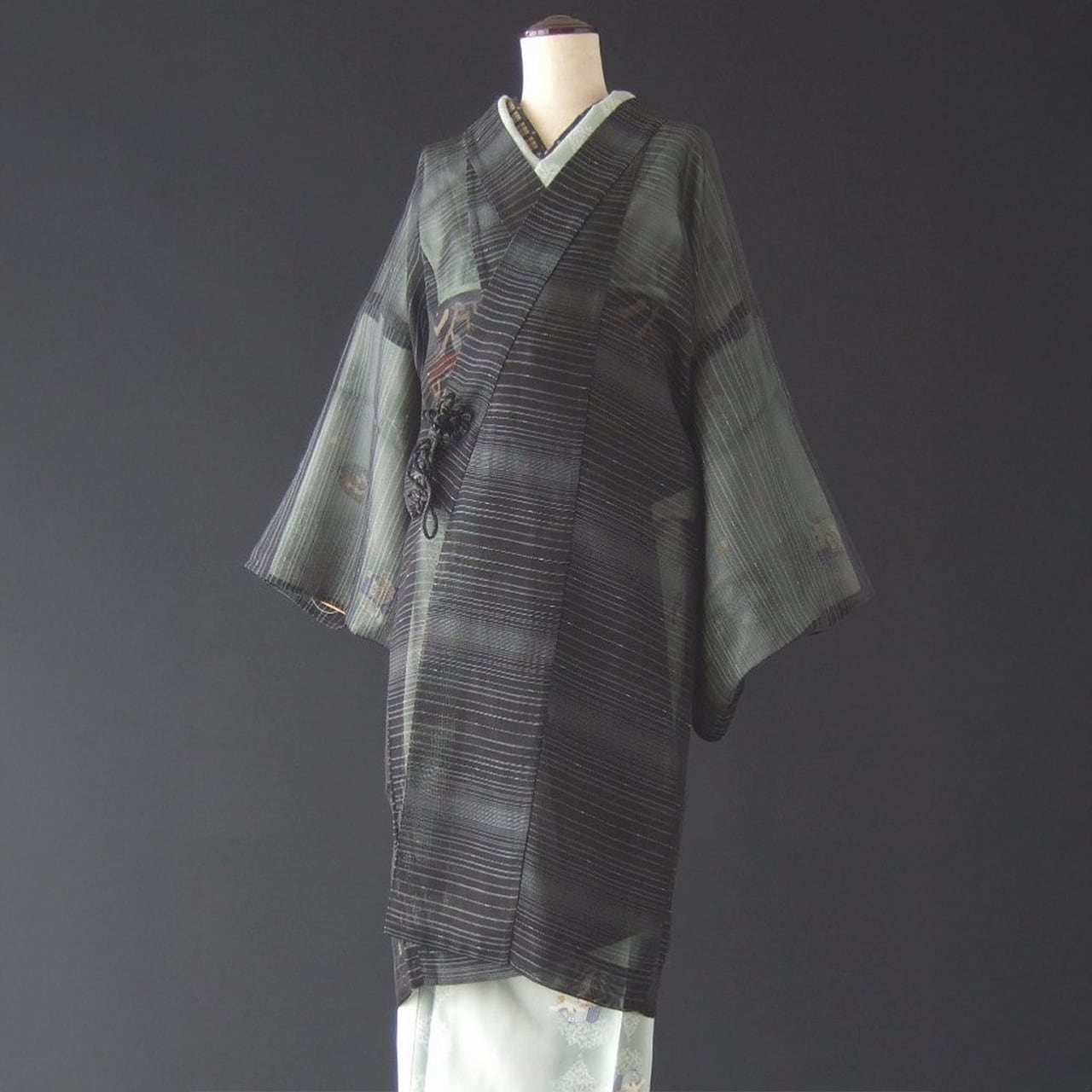 夏用 紗 花模様 ぼかし 道行コート 着物 035a p (着物衿コート 夏用 紗 花模様 ぼかし 道行コート 着物 035a p (着物衿コート