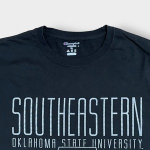 【Champion】カレッジ ロンT ロングTシャツ 長袖Tシャツ ロゴ プリント オクラホマ州立大学 OKLAHOMA STATE UNIVERSITY チャンピオン X-LARGE ビッグサイズ 黒 US古着