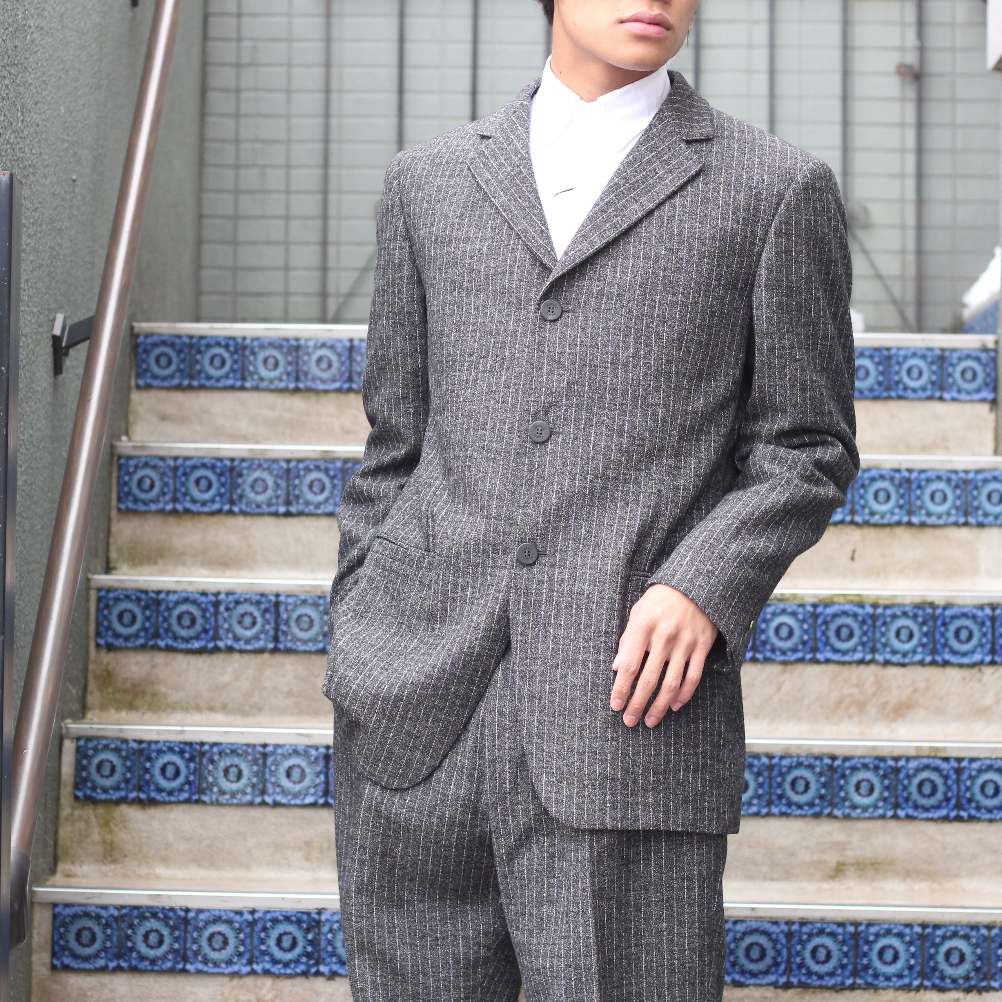 VERSACE CLASSIC WOOL STRIPE PATTERNED WOOL SET UP SUIT