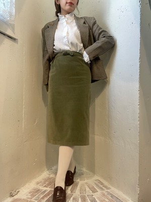 Vintage smoky green velvet skirt