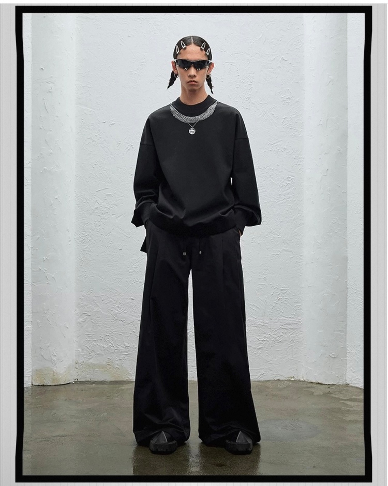 BALIANG Double Waist Drawstring Wide Trousers