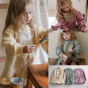 「予約販売」冬英字柄トレーナーワンピース