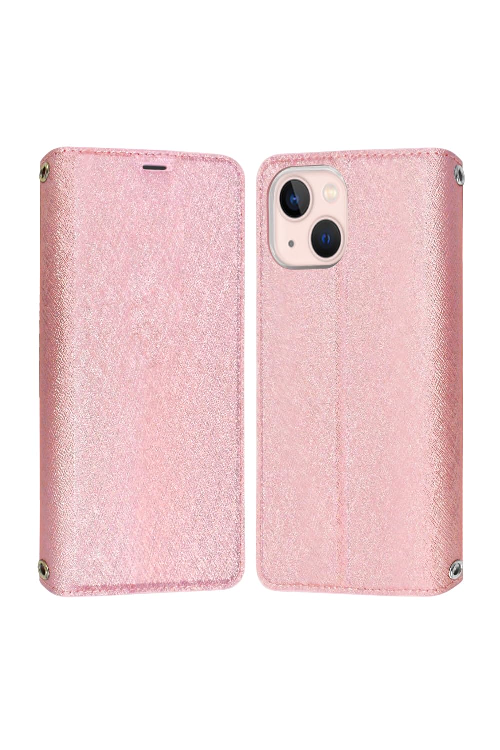 シズカウィル iPhone 13 mini 用 ケース カバー スリム 手帳型 スマホケース Rose Pink ピンク色