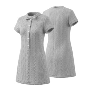 [takeabreak] light gray bow pearl linen dress
