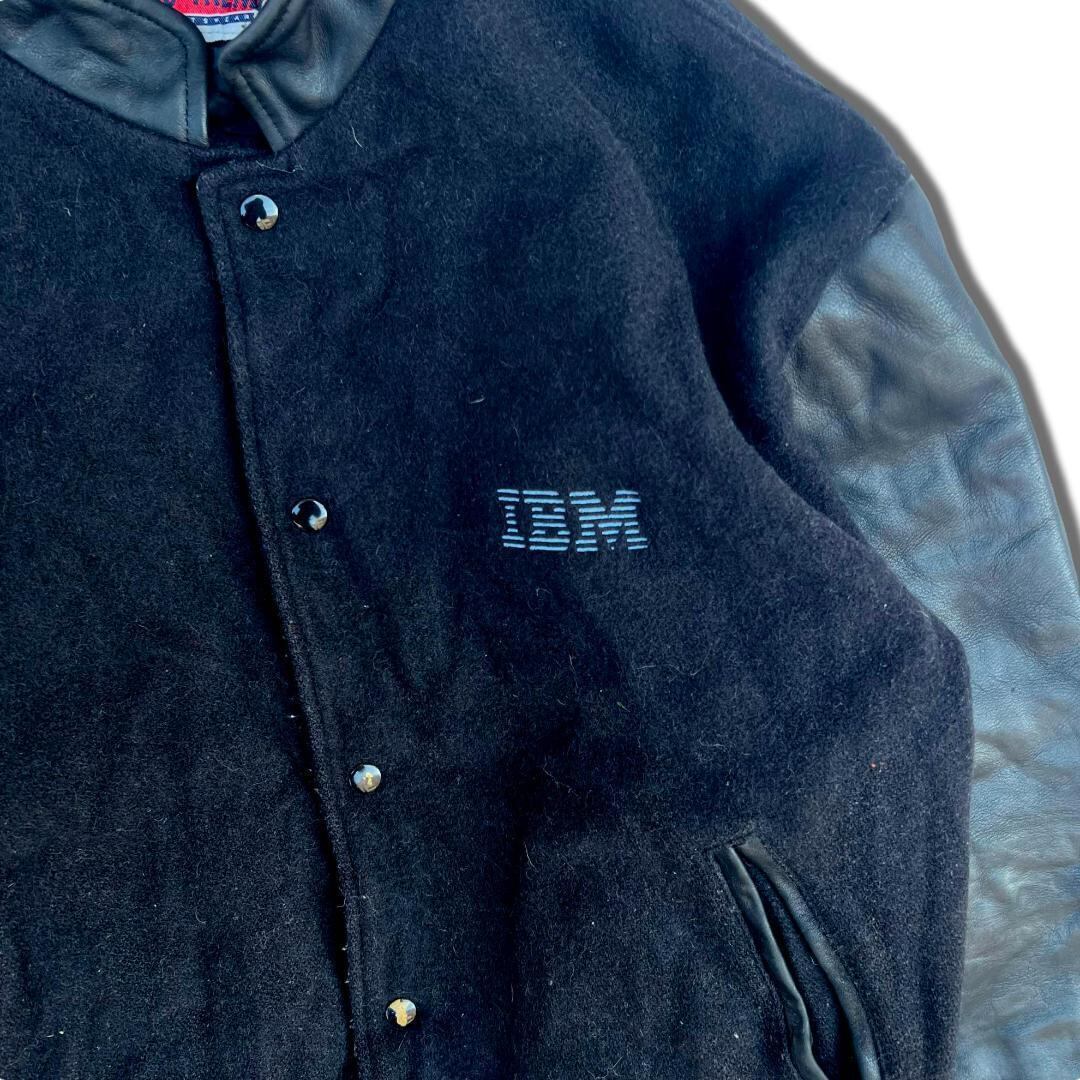 カナダ製 PRO TREND 袖レザー ウールスタジャン L 企業ロゴ IBM カナダ製 PRO TREND 袖レザー ウールスタジャン L 企業ロゴ IBM