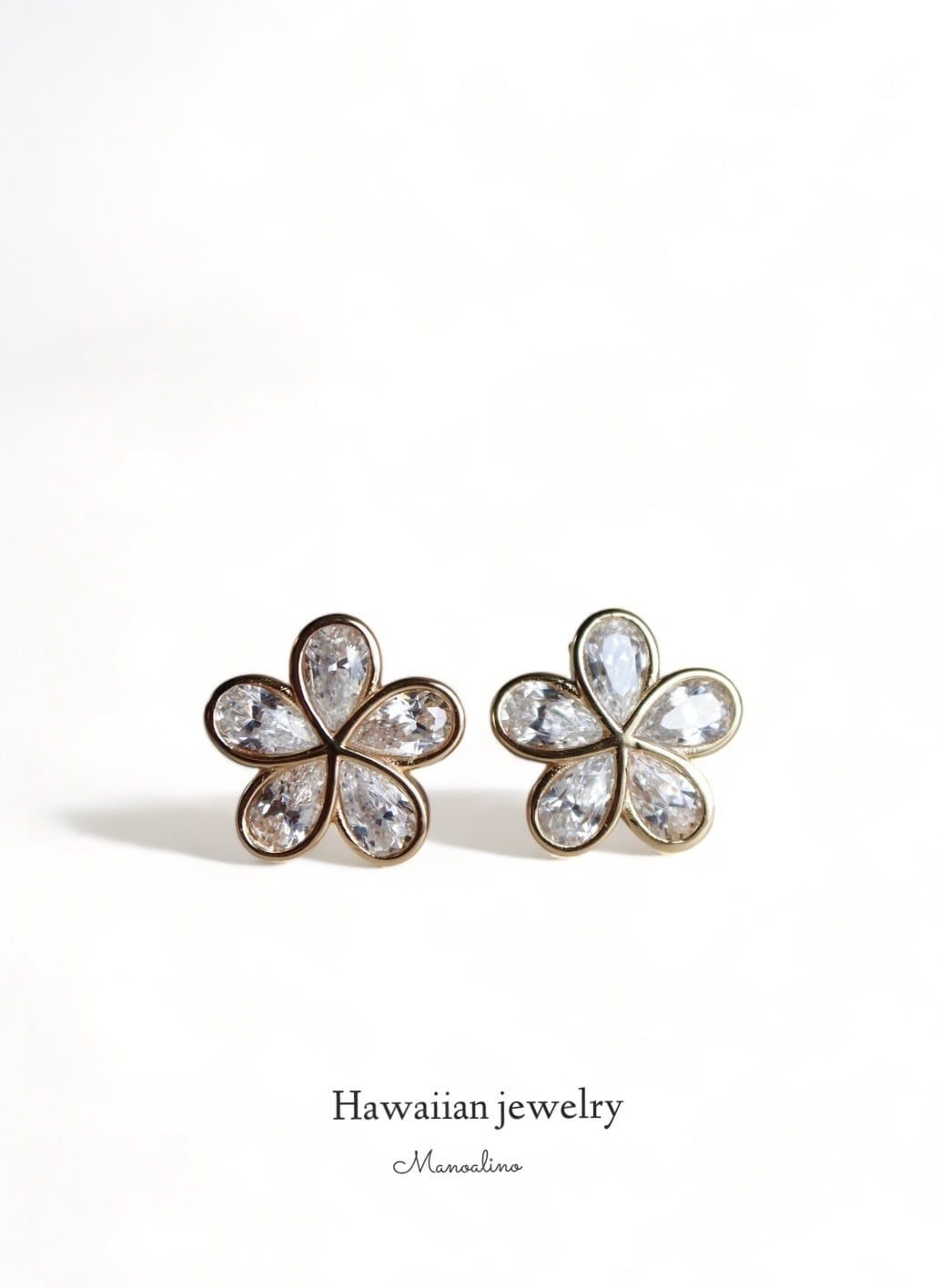 Plumeria 5Arank Zirconia Stud Earrings Hawaiianjewelry(ハワイアンジュエリーAAAAA最高級ランクジルコニア、プルメリアスタッドピアス、イヤリング)