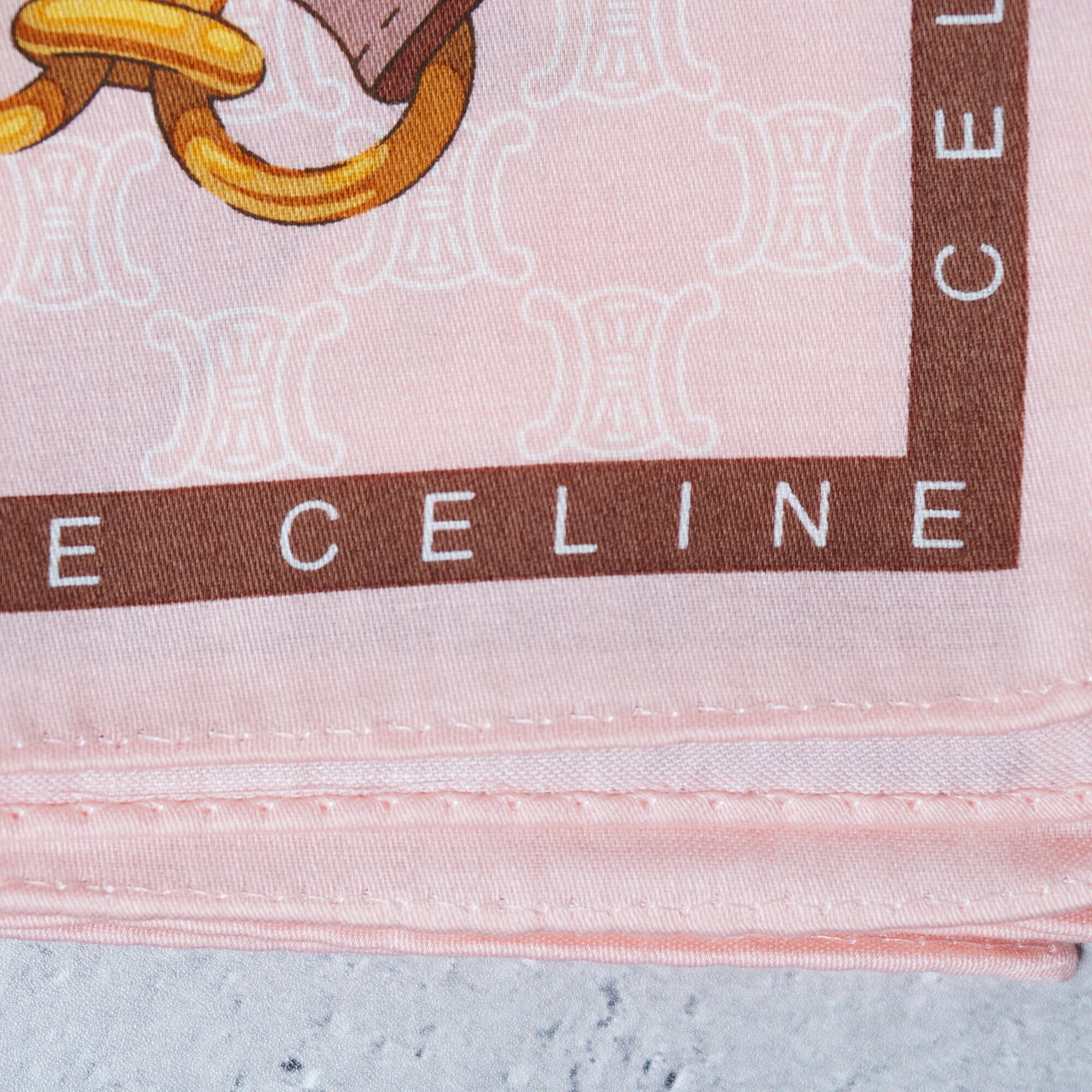 CELINE】セリーヌ ロゴ入チェーン柄ハンカチ pink | ブランド古着屋