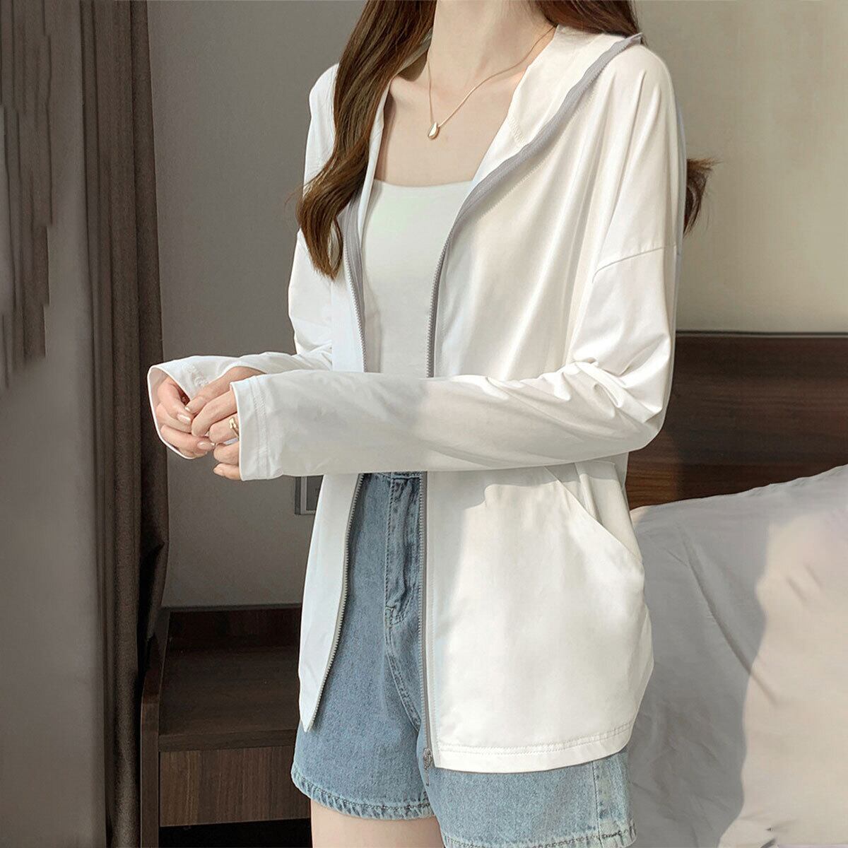 UV パーカー 接触冷感 レディース 夏 韓国 羽織り 大人 カジュアル おしゃれ ゆったり オーバーサイズ 紫外線対策 日焼け防止 薄手 UPF50+ 涼しい アウター サマー カーディガン 大人可愛い 大人女子