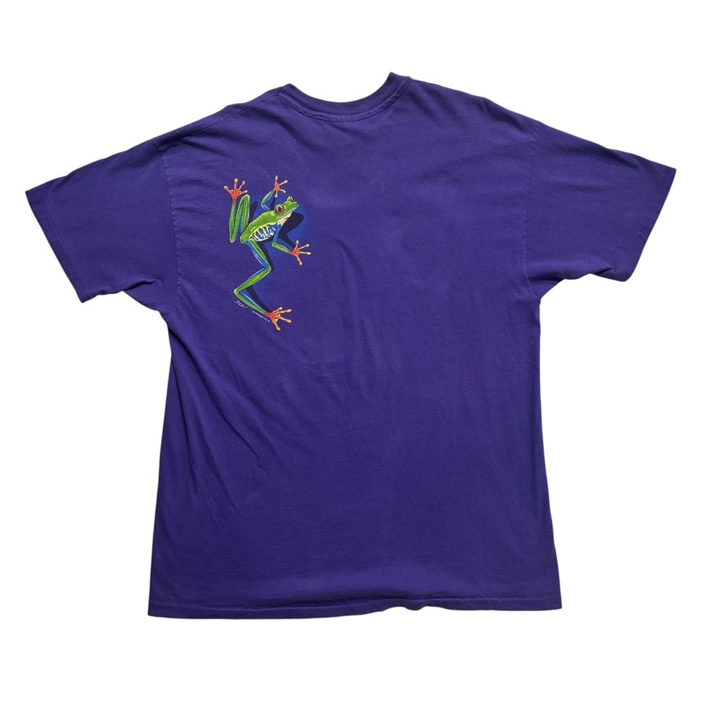 ゲロカエルんTシャツ 90s USA製 カエル Tシャツ Hanes BEEFY-T Brookfield Zoo XL パープル