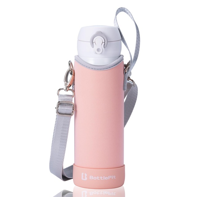BottlePit 取付け不要の底カバー付き 水筒カバー 500 ml用(コーラル)