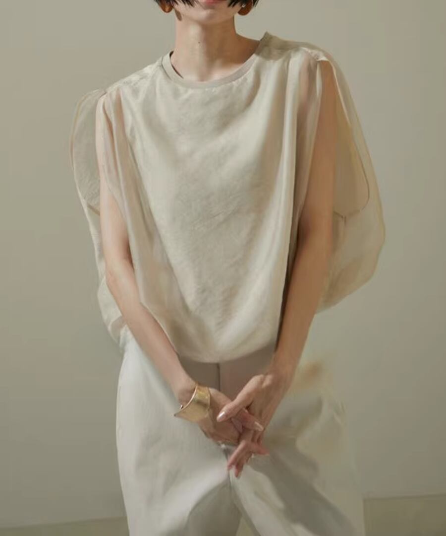 オーガンジー◆シアーバルーンプルオーバー【t-10979】