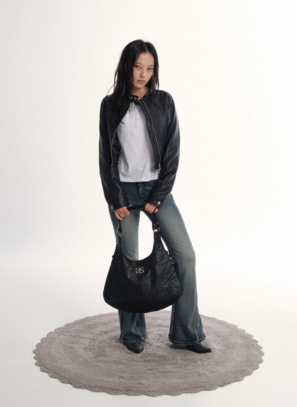 as”on] SLIM LEATHER JACKET 正規品 韓国ブランド 韓国通販 韓国代行