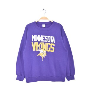 80s NFL ミネソタバイキングス USA製 ヴィンテージスウェット パープル 紫 MINNESOTA VIKINGS サイズL 古着 @CF0804