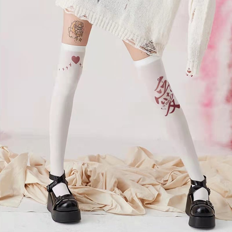 ファッション ストッキング 靴下 ロリータ おしゃれ かわいい ホワイト