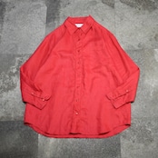 hole design linen shirt red