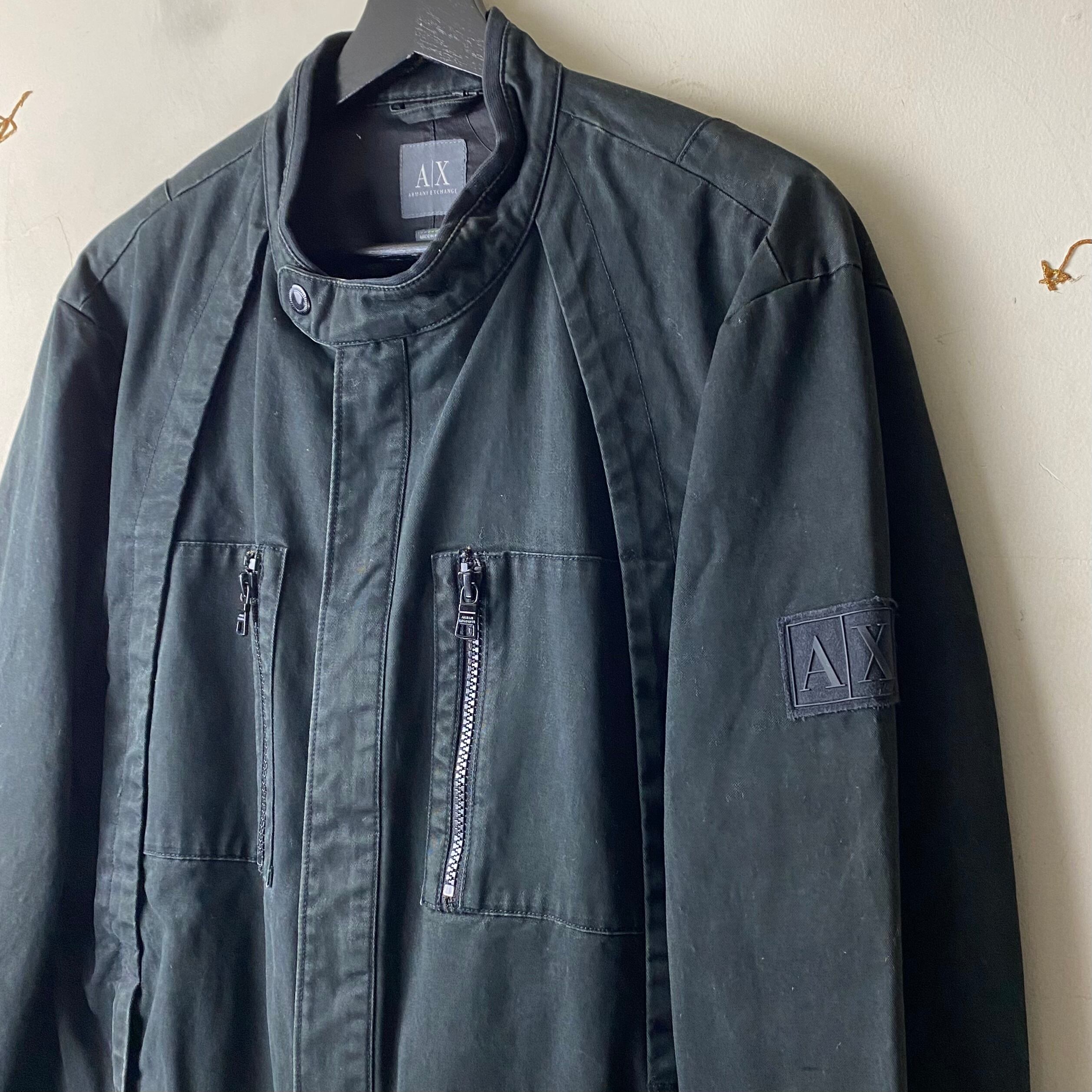 vintage ARMANI EXCHANGE black moleskin riders jacket | NOIR ONLINE