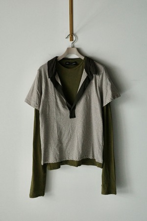 EDWARD CUMING  【DOUBLE LAYERED POLO -BEIGE-BRIWN/OLIVE/CAFFE-】