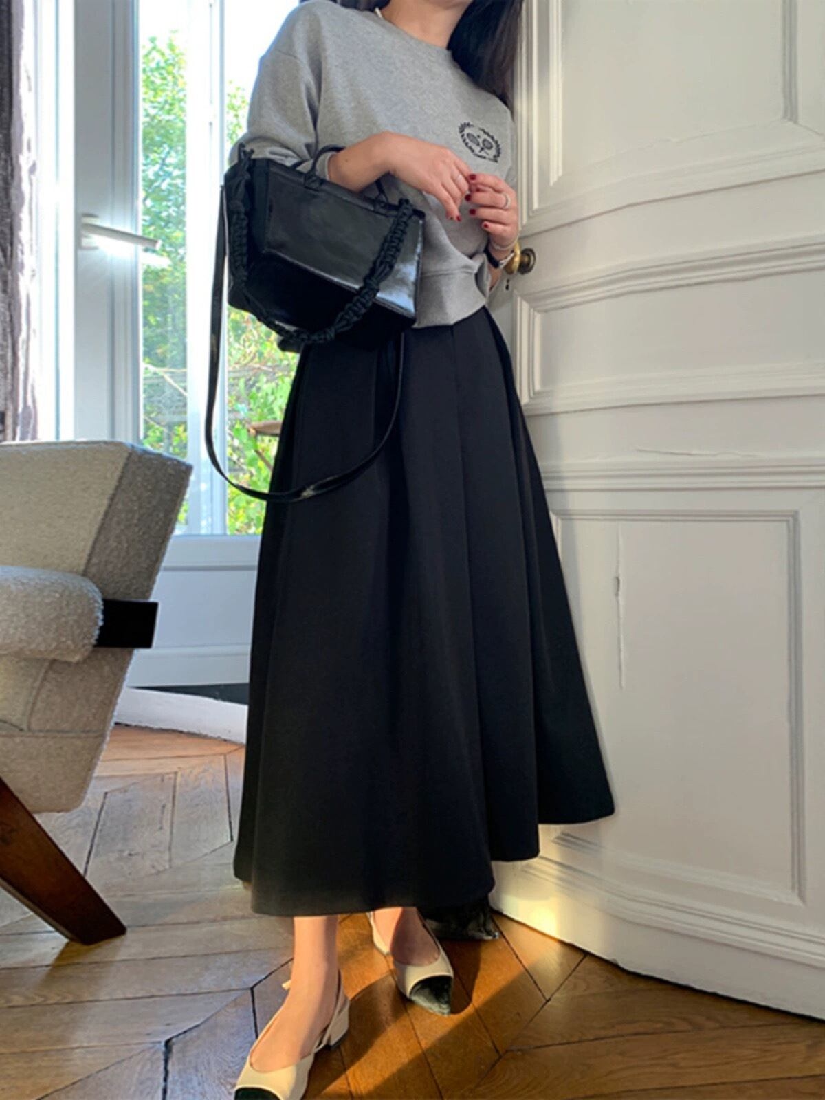 2colorsタックフレアスカート