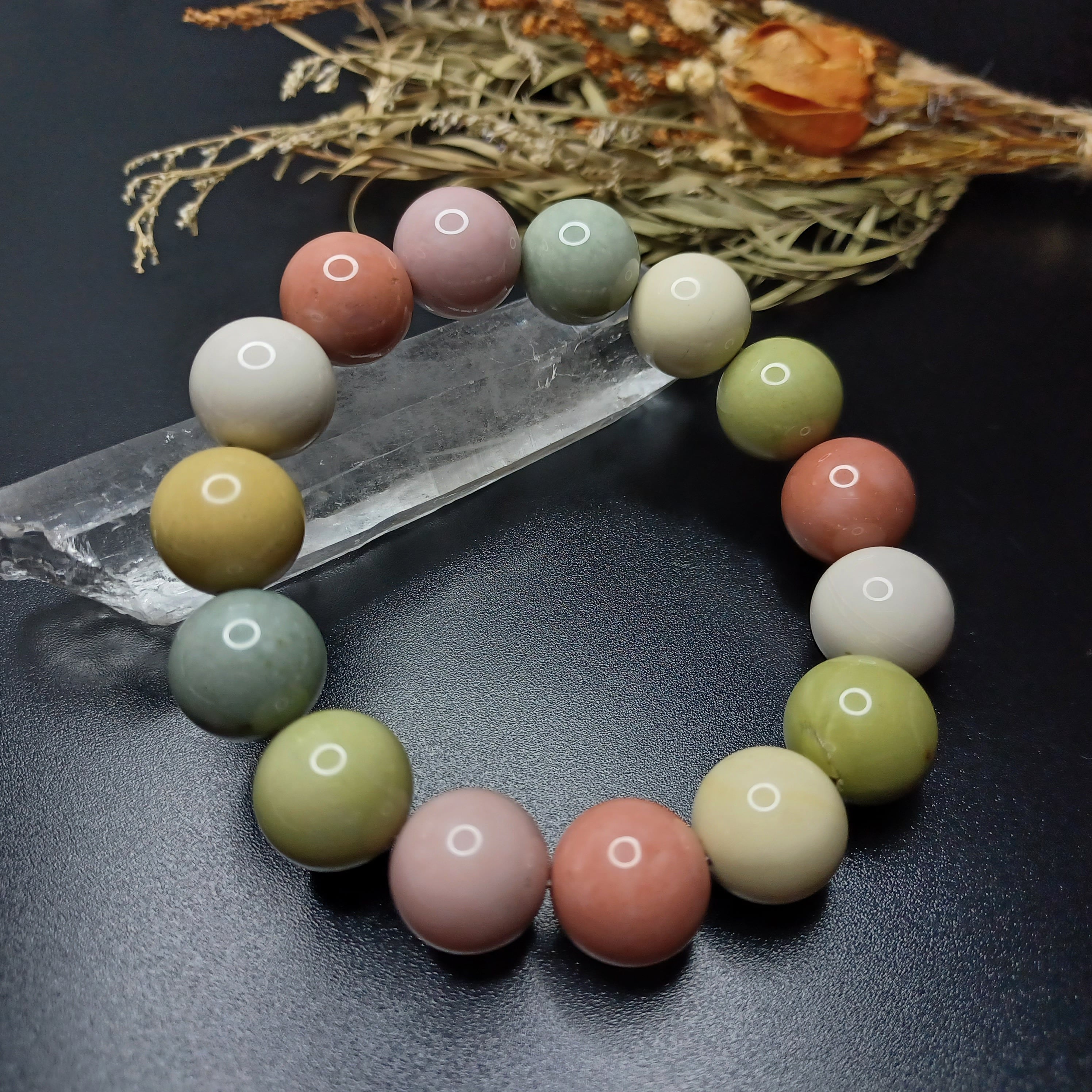 愛らしい天然無着色・1点限り】塩源瑪瑙(マルチカラー)＊約13mm 