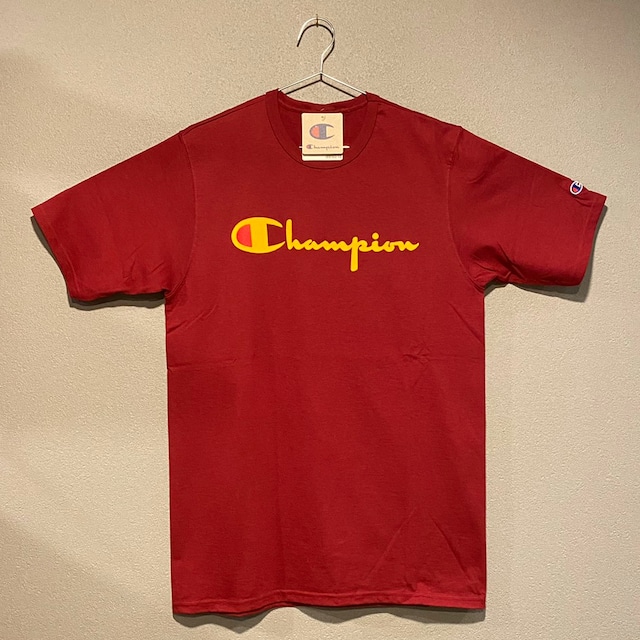 【並行輸入品】Champion ショートスリーブTシャツ HERITAGE TEE FLOCK LOGO ヘリテージ ベロアロゴ チェリーパイ CHERRY PIE えんじ 半袖