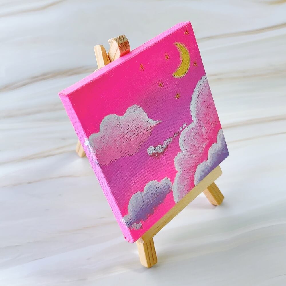 10cm】空と雲 キャンバスアート カラフル アクリル絵の具 ※運気アップ