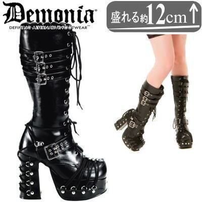 サイズ交換OK】Demonia（デモニア）正規保証品 厚底 ブーツ 黒 パンク