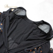 社交ダンス 衣装 スタンダード 上下セット ツーピース レッスンウェア パーティ衣装 Fashionα ファッション アルファ ブラック系 黒 オレンジ系 レトロ ドット柄 セットアップ トップス スカート フェミニン カジュアル おしゃれ 旅行用 ダンスウェア 機能性 ストレッチ モダン 社交 パーティーコスチューム デザイン 複数サイズ対応 柔らかい 使いやすい スタイリッシュ 目を引く キュート 軽やか