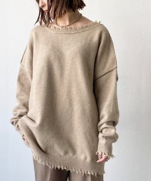 クラッシュ加工　ニットプルオーバー　AJ1102-9929