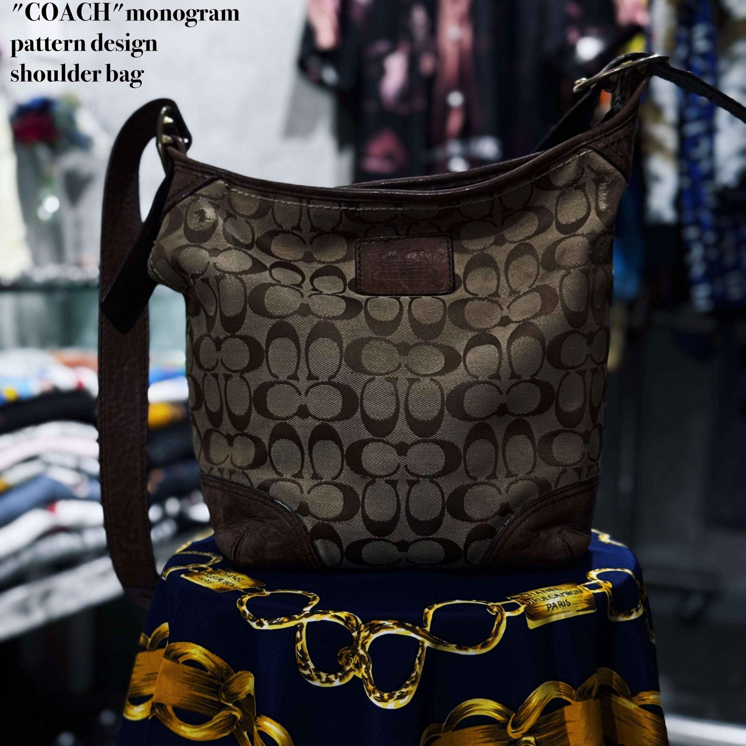 "COACH"monogram pattern design shoulder bag