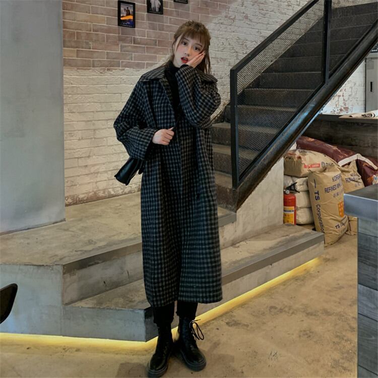 通勤 スリムフィット暖かいコート 女性 ロングセクション単体ボタン原宿BF風