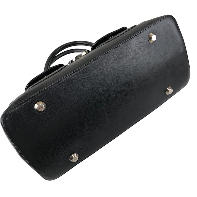 Christian Dior クリスチャン ディオール ハンドバッグ ブラック Dロゴ レザー vintage ヴィンテージ オールド ntaxds