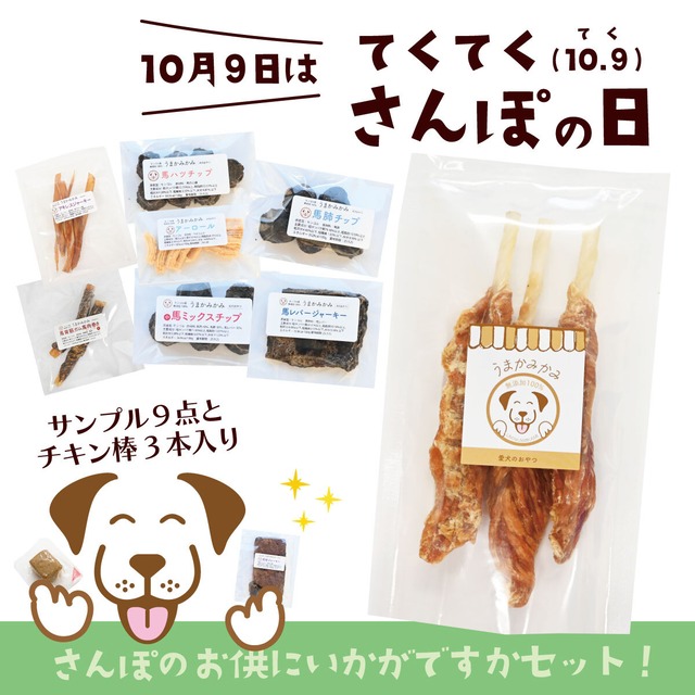 【散歩の日セット】サンプル9点とチキン棒3本(ポスト投函送料無料)