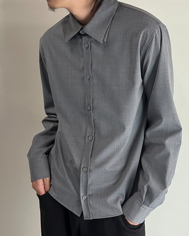 【+Plūs】wool layer collar shirt / grey