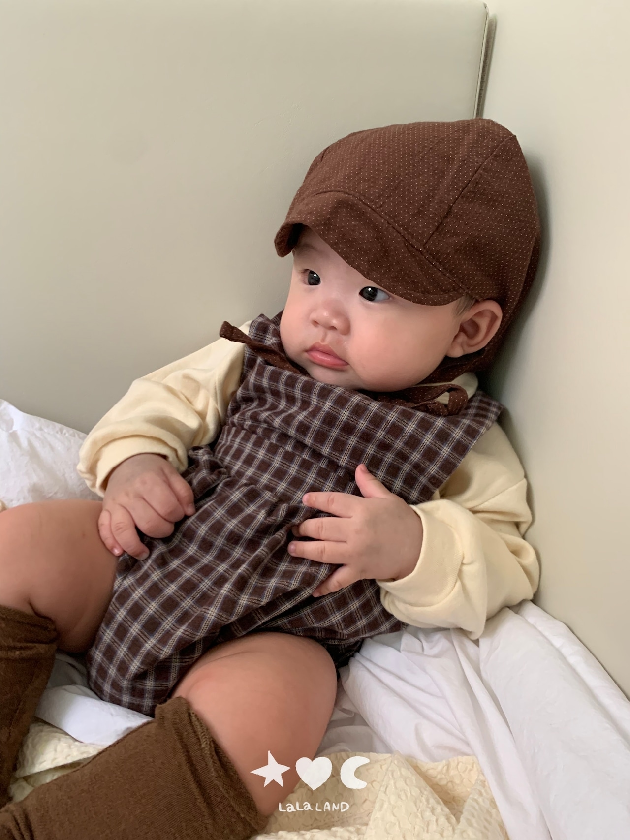 韓国子供服 / LALALAND / 26Autumn / ベベ チェック ロンパース / 秋服 / ベビー *6M~18M*