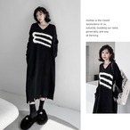 V-neck long sweater dress (ME201)