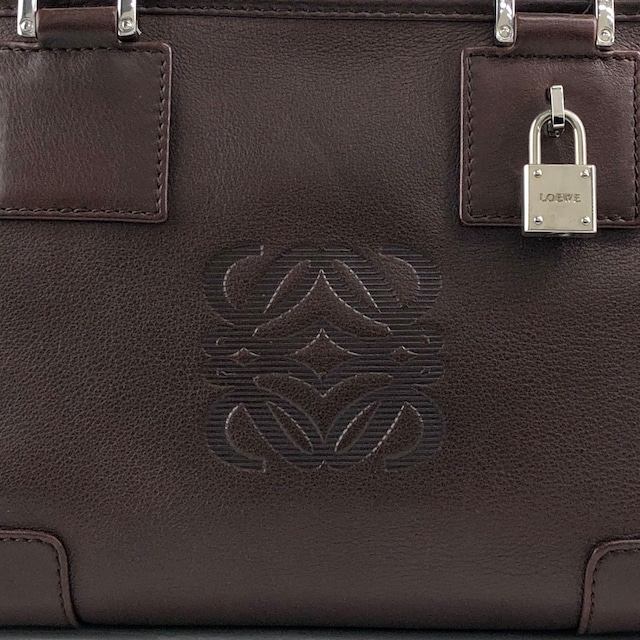 LOEWE ロエベ アマソナ28 ハンドバッグ ブラウン アナグラム レザー ミニボストン vintage ヴィンテージ オールド j32ajs