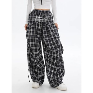 plaid baggy parachute pants la2487