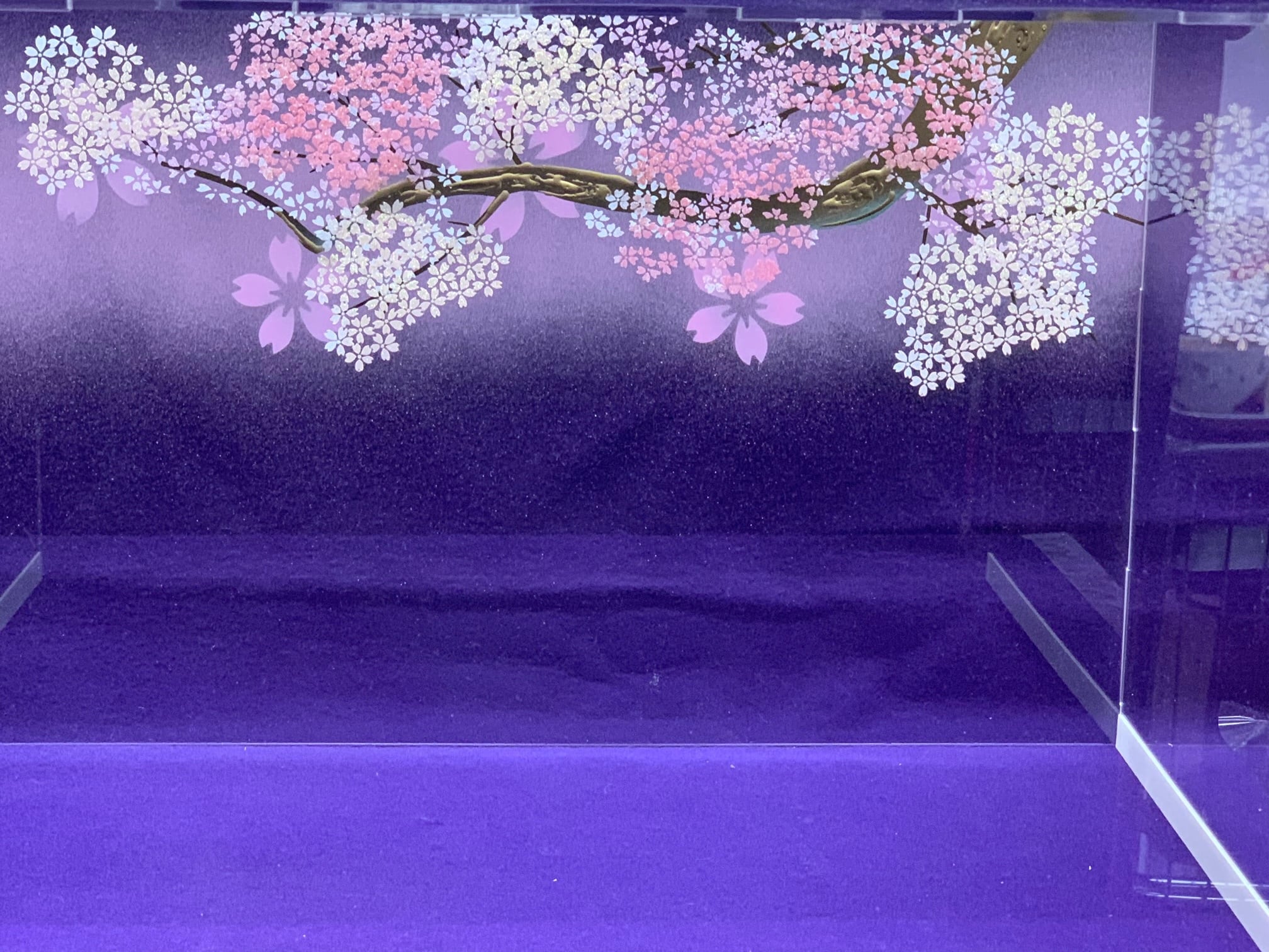 雛人形 飾り道具のみ アクリルカバー 桜／枝付ケース 俵台黒螺鈿桜