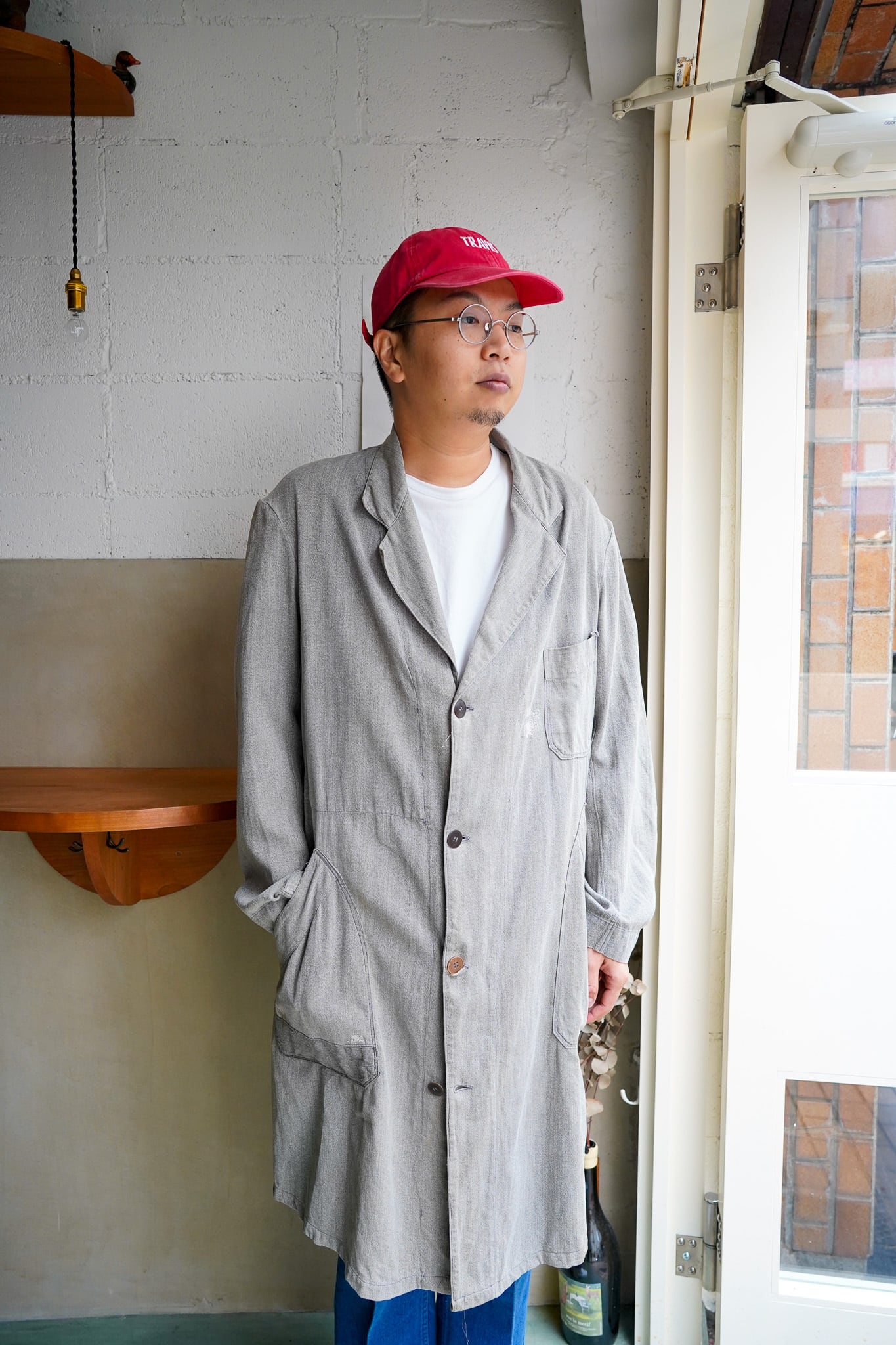 【1930-40s】"Halles-Villeti" French Vintage Atelier Coat / 6-354