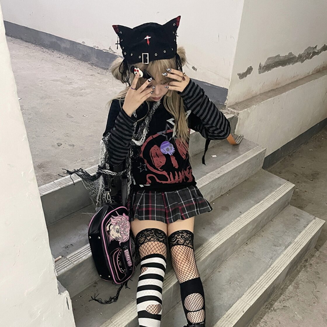 フェイク ツーピース スカル プリント柄 サブカル服｜天使と悪魔 | PAY ID