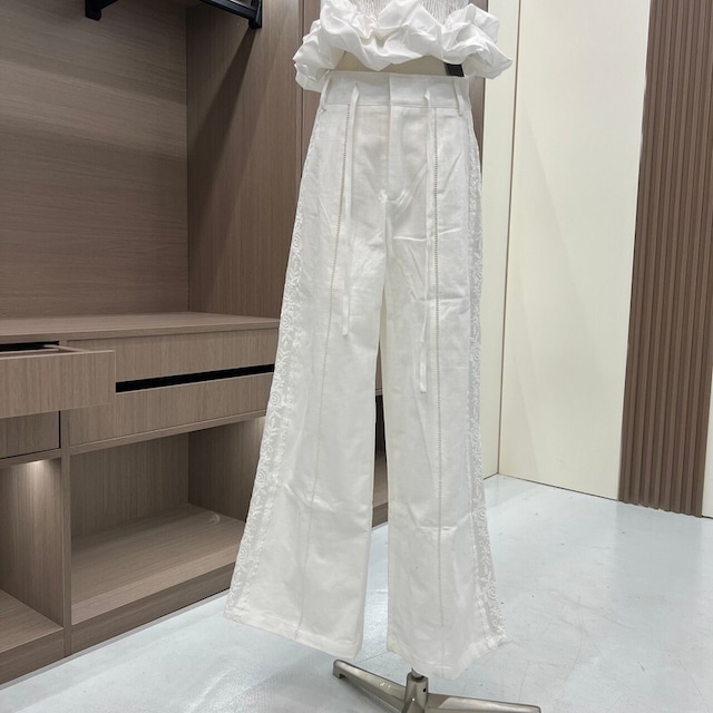 side lace white pants 10952