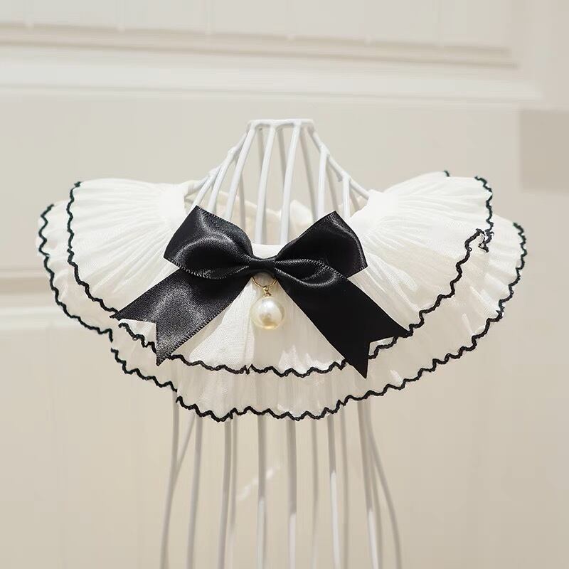 フリルレースリボン 猫 エプロン リボン 付け襟 すたい