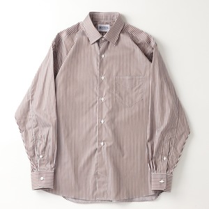 【新品】MINTENS 1930s dead stock shirts made in Italy fabrics made in JAPAN ／ デッドストック イタリア製生地 コットン シャツ ブラウン 日本製  オリジナルブランド 1930年代シルエット サイズ ①