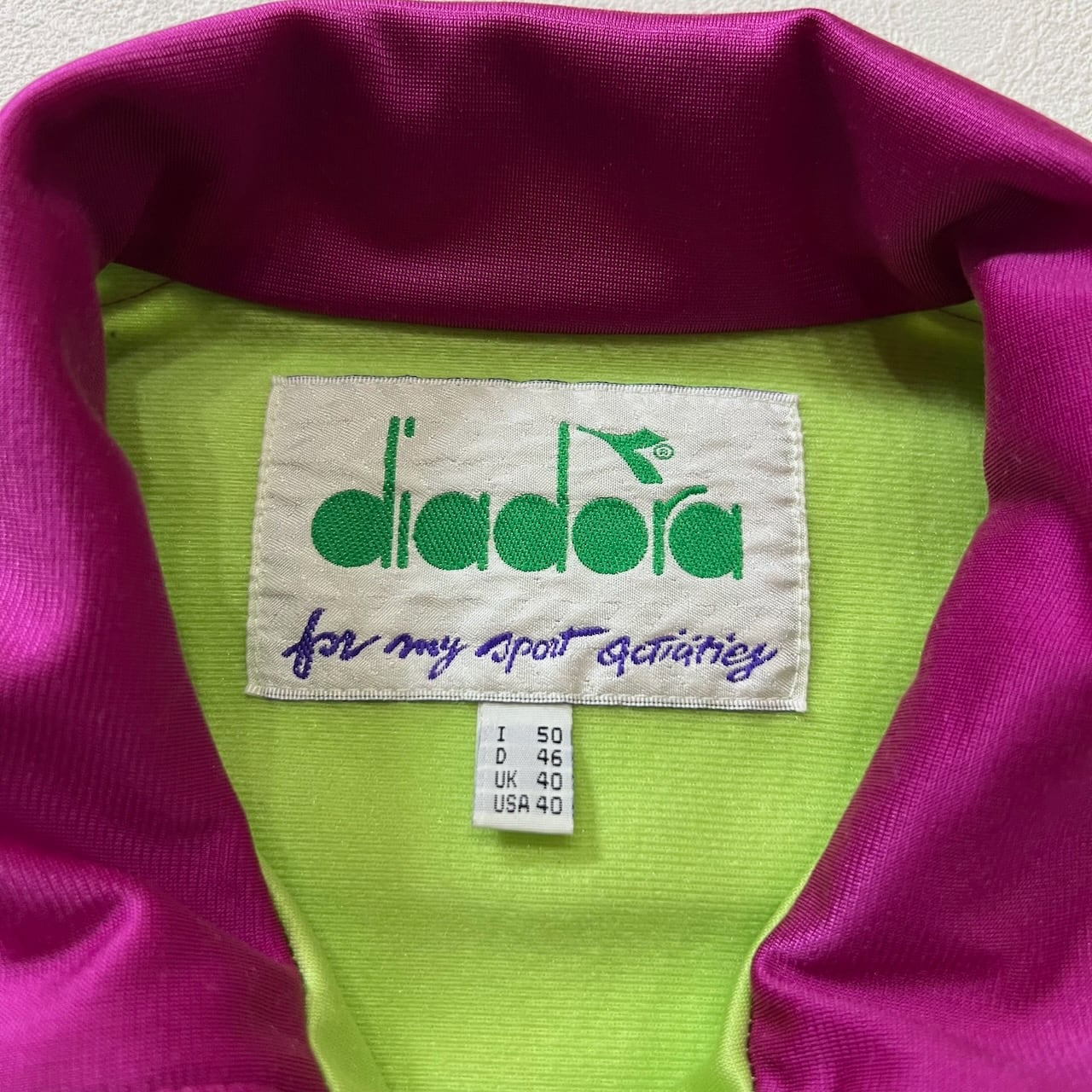 90s diadora トラックジャケット ジャージ ディアドラ ライムグリーン