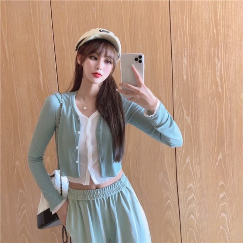 ニットセーター レディースショートトップス スプリングスタイルカーディガンジャケット 春物 ブラックストロベリース6241340795