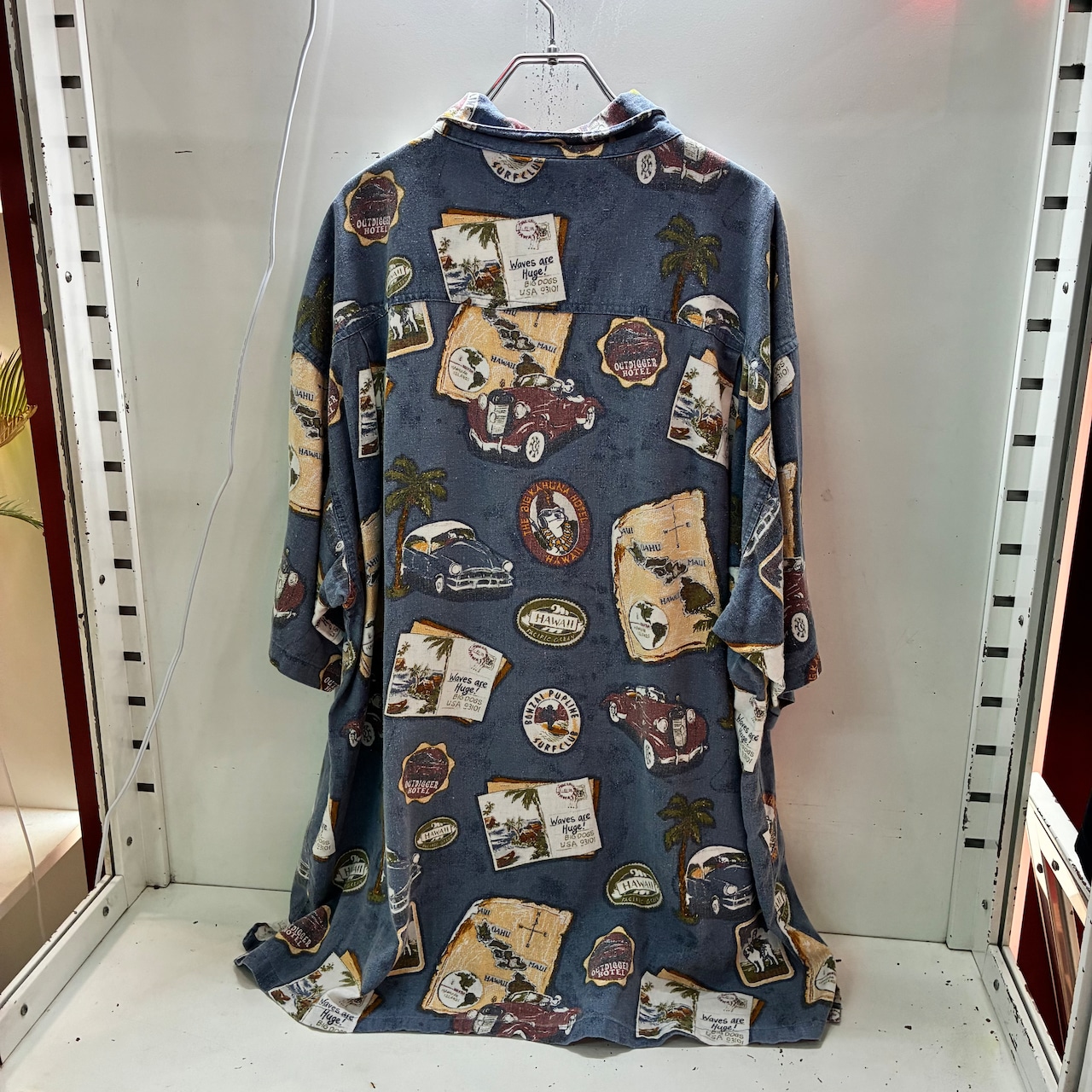 BIGDOGS リネン×レーヨン半袖柄シャツ 総柄 ビッグドッグ