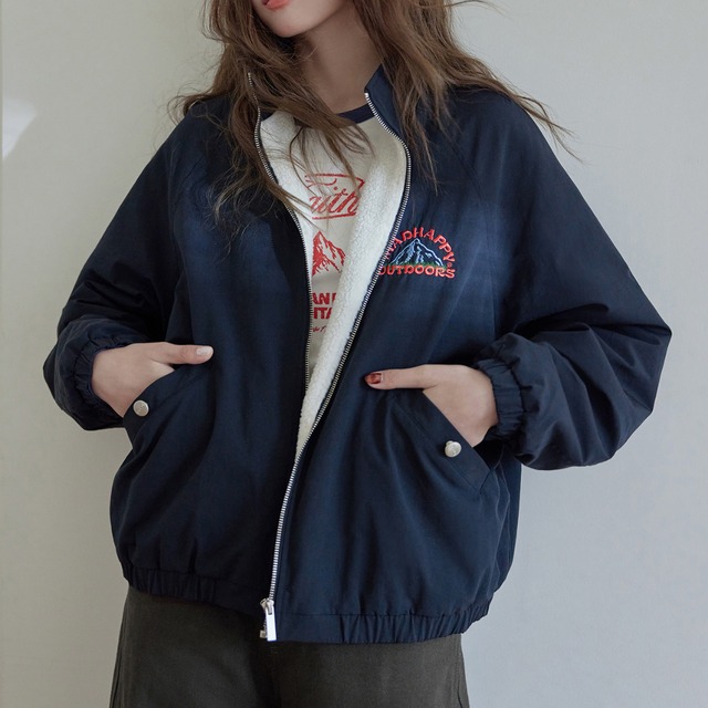 fleece lined stand collar jacket