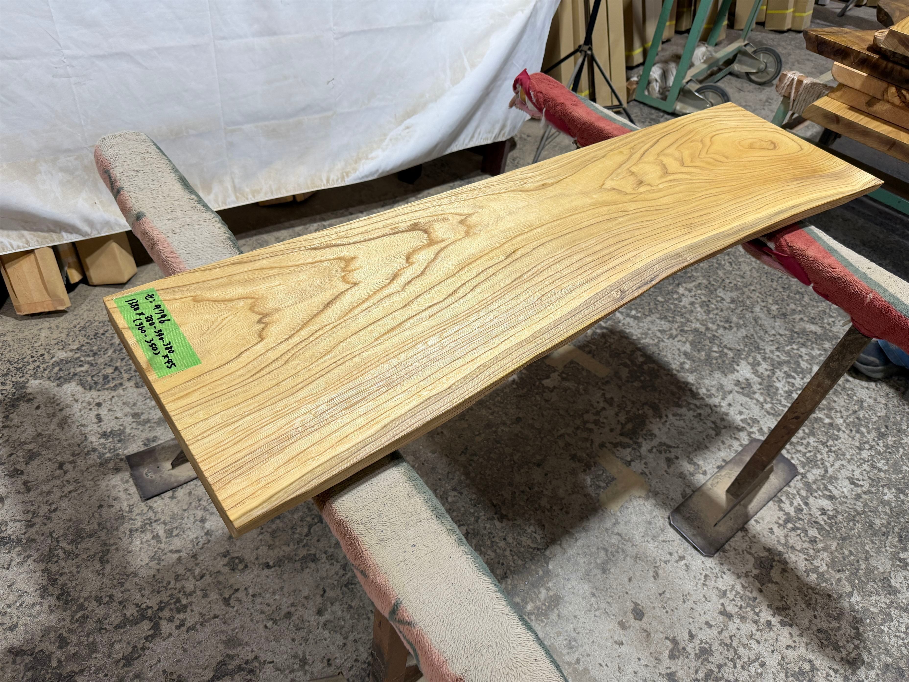 セン9796 欅 一枚板無垢 乾燥材 1380x380-340-380x45mm カウンター 棚 テレビ台 花台 DIY 窓台