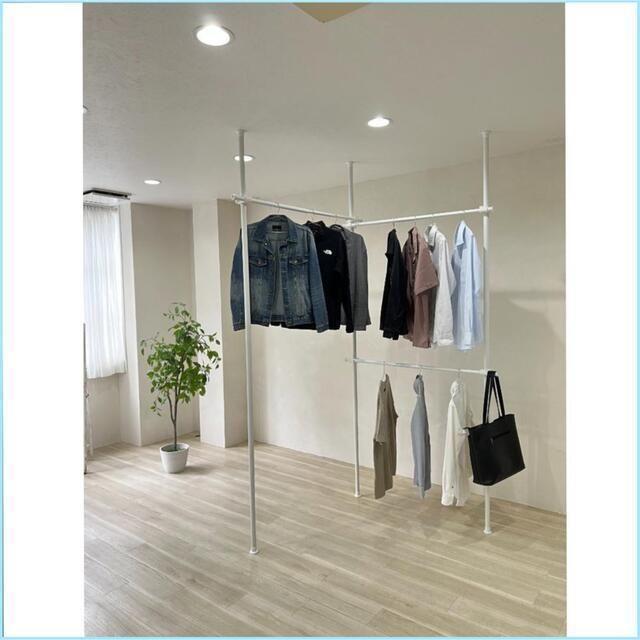 ハンガーラック 洋服かけ 突っ張り棒 トリプル 洋服収納 ハンガーラック 洋服かけ 突っ張り棒 トリプル 洋服収納