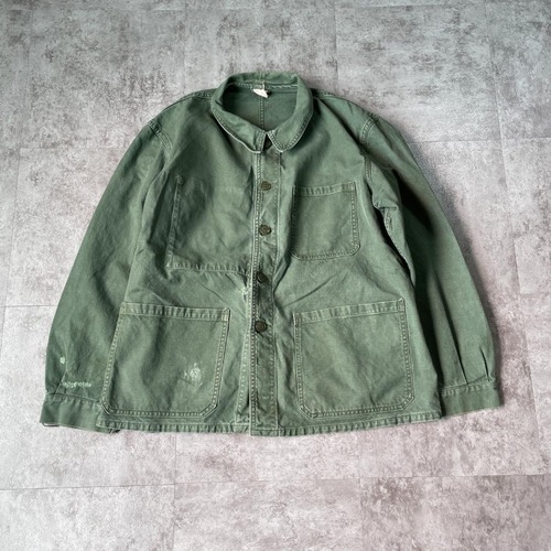 60-70s SONORCO 刺繍タグ グリーン コットンツイル フレンチワークジャケット